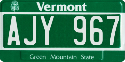 VT license plate AJY967