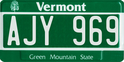 VT license plate AJY969