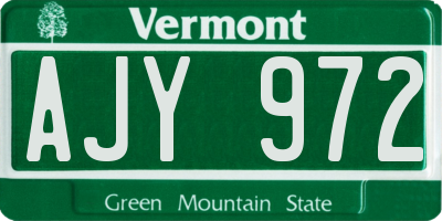 VT license plate AJY972