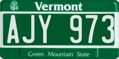 VT license plate AJY973