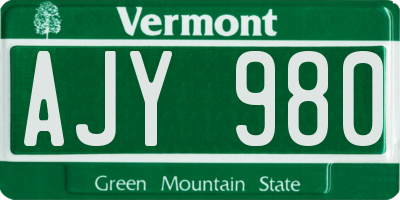 VT license plate AJY980