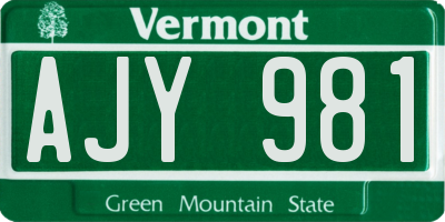 VT license plate AJY981