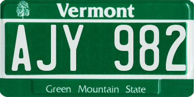 VT license plate AJY982