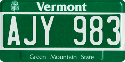 VT license plate AJY983