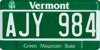 VT license plate AJY984