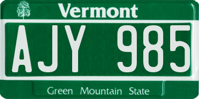VT license plate AJY985