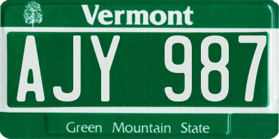 VT license plate AJY987