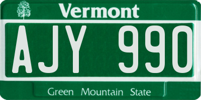 VT license plate AJY990