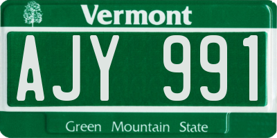 VT license plate AJY991