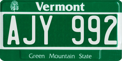 VT license plate AJY992