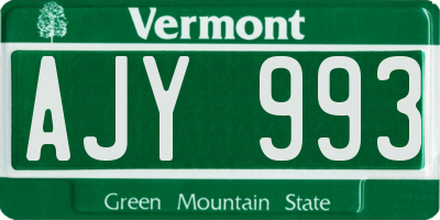 VT license plate AJY993