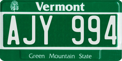 VT license plate AJY994