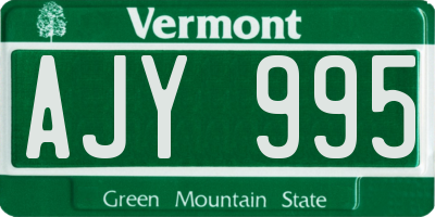 VT license plate AJY995