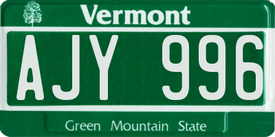 VT license plate AJY996