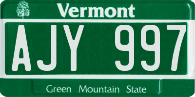 VT license plate AJY997