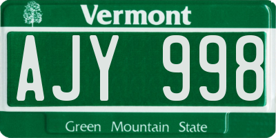 VT license plate AJY998