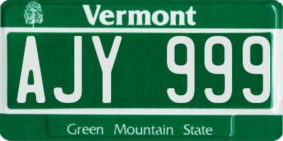 VT license plate AJY999
