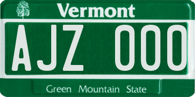 VT license plate AJZ000