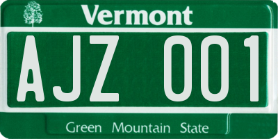VT license plate AJZ001