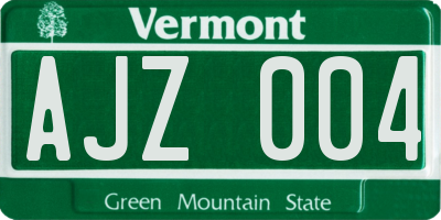 VT license plate AJZ004