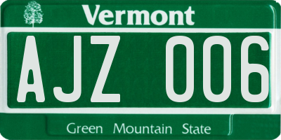 VT license plate AJZ006