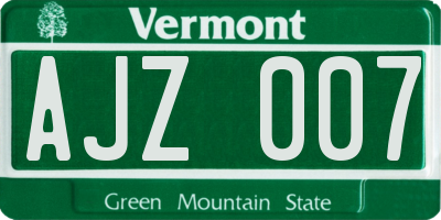 VT license plate AJZ007