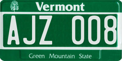 VT license plate AJZ008