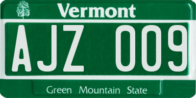 VT license plate AJZ009