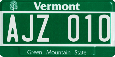 VT license plate AJZ010