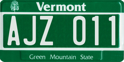 VT license plate AJZ011