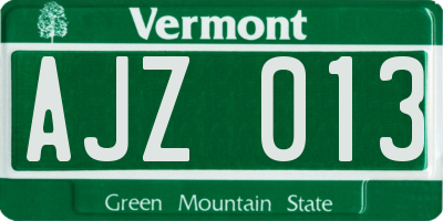 VT license plate AJZ013