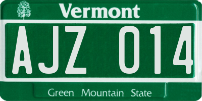 VT license plate AJZ014