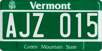 VT license plate AJZ015