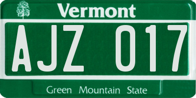 VT license plate AJZ017