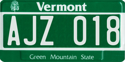 VT license plate AJZ018