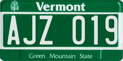 VT license plate AJZ019