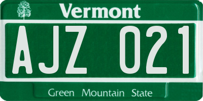 VT license plate AJZ021