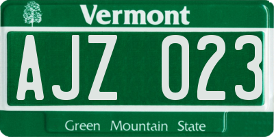 VT license plate AJZ023