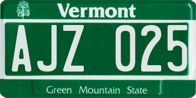 VT license plate AJZ025