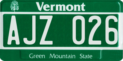 VT license plate AJZ026