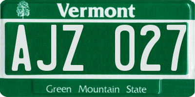 VT license plate AJZ027