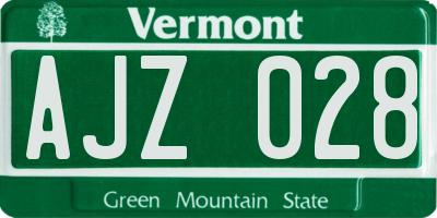 VT license plate AJZ028