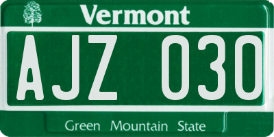 VT license plate AJZ030
