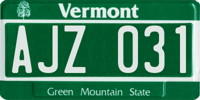 VT license plate AJZ031