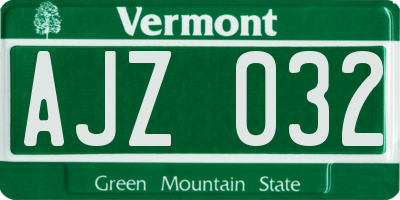 VT license plate AJZ032