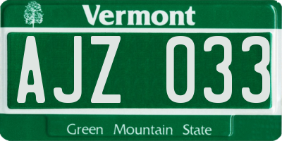 VT license plate AJZ033
