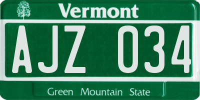 VT license plate AJZ034