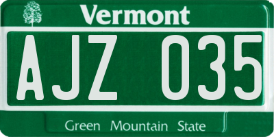 VT license plate AJZ035