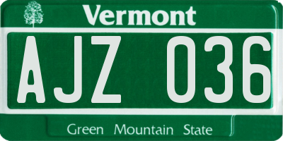 VT license plate AJZ036