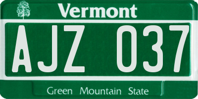 VT license plate AJZ037